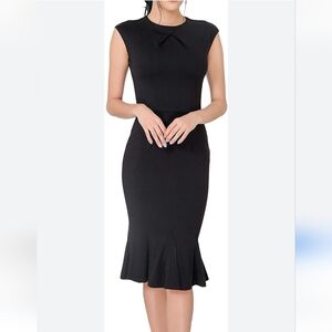 Mary Crafts midi shift dress - black women's size 8, hourglass shape, jersey